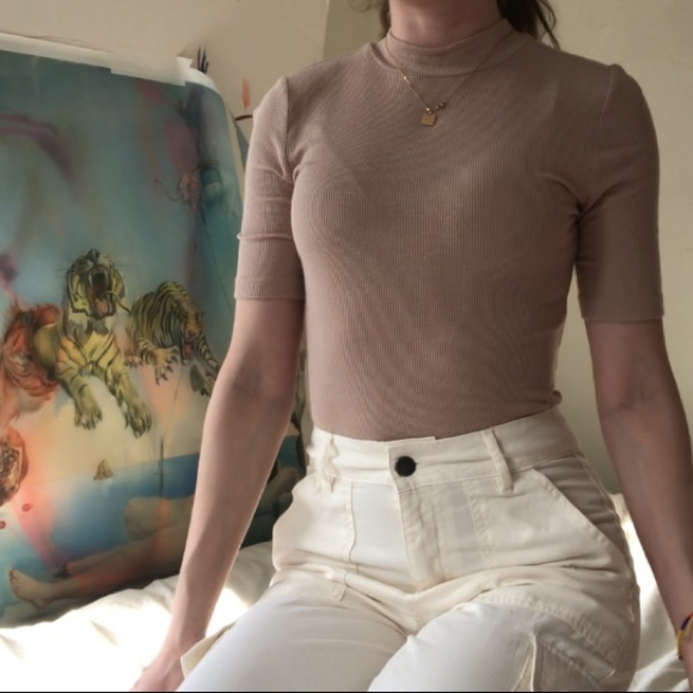 SOLD Nude Mockneck Top